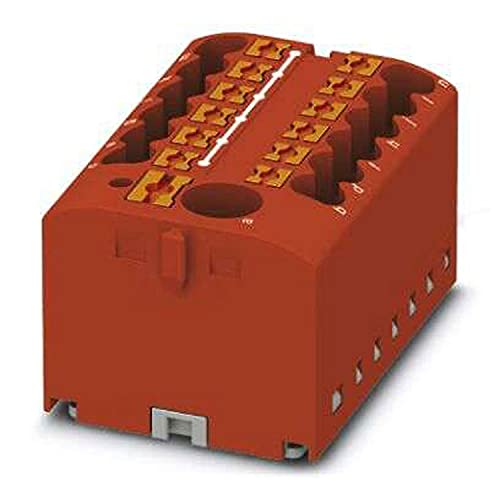 PHOENIX CONTACT PTFIX 6/12X2,5-G RD Verteilerblock, Grundklemme mit Einspeisung, 450 V, 24 A, Anzahl der Anschlüsse 13, Querschnitt 0,14 mm²-4 mm², AWG 26-12, Breite 41 mm, Höhe 22,7 mm, Rot, 8 Stück von PHOENIX CONTACT