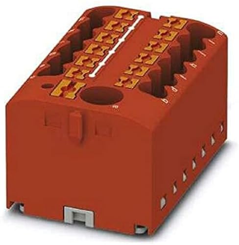 PHOENIX CONTACT PTFIX 6/12X2,5 RD Verteilerblock, Grundklemme mit Einspeisung, 450 V, 24 A, Anzahl der Anschlüsse 13, Querschnitt 0,14 mm²-4 mm², AWG 26-12, Breite 41 mm, Höhe 21,7 mm, Rot, 8 Stück von PHOENIX CONTACT