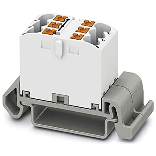 PHOENIX CONTACT PTFIX 6X2,5-NS35A WH Verteilerblock, Block mit waagerechter Ausrichtung, 690 V, 24 A, Anzahl der Anschlüsse 6, Querschnitt 0,14 mm²-4 mm², AWG: 26-12, Breite 16 mm, Weiß, 10 Stück von PHOENIX CONTACT