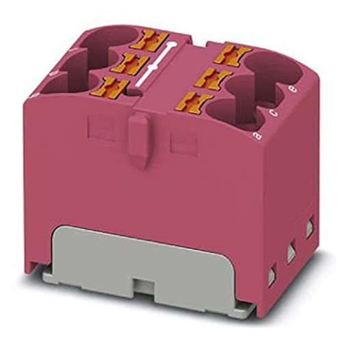PHOENIX CONTACT PTFIX 6X4-G PK Verteilerblock, Intern Gebrückt, 450 V, 32 A, Anzahl der Anschlüsse 6, Querschnitt 0,2 mm²-6 mm², AWG: 24-10, Breite 18,5 mm, Höhe 22,7 mm, Pink, 10 Stück von PHOENIX CONTACT