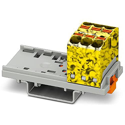 PHOENIX CONTACT PTFIX 6X4-NS35-FE Verteilerblock, Block mit senkrechter Ausrichtung, 800 V, 32 A, Anzahl der Anschlüsse 6, Querschnitt 0,2 mm²-6 mm², AWG: 24-10, Breite 28,6 mm, Schwarz/Gelb, 8 Stück von PHOENIX CONTACT