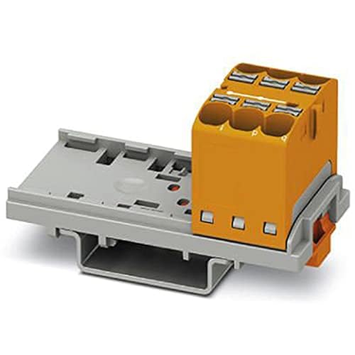 PHOENIX CONTACT PTFIX 6X4-NS35 OG Verteilerblock, Block mit senkrechter Ausrichtung, 800 V, 32 A, Anzahl der Anschlüsse 6, Querschnitt 0,2 mm²-6 mm², AWG: 24-10, Breite 28,6 mm, Orange, 8 Stück von PHOENIX CONTACT