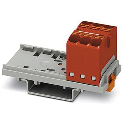 PHOENIX CONTACT PTFIX 6X4-NS35 RD Verteilerblock, Block mit senkrechter Ausrichtung, 800 V, 32 A, Anzahl der Anschlüsse 6, Querschnitt 0,2 mm²-6 mm², AWG: 24-10, Breite 28,6 mm, Rot, 8 Stück von PHOENIX CONTACT