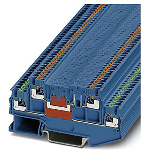 PHOENIX CONTACT PTT 1,5/S-2L BU Durchgangsklemme, Blau, 4 Anschlüsse, 9 A Nennstrom, 0.14 mm² - 1.5 mm² Querschnitt, 3.5 mm Breite, 41.1 mm Höhe, 50 Stück von PHOENIX CONTACT