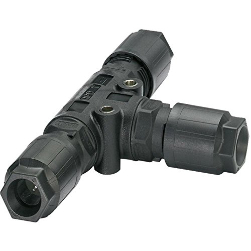 PHOENIX CONTACT QPD T 4PE 3X9-16 BK Quickon T-Verteiler für Kabeldurchmesser 9mm-16 mm, mit drei Quickon-Muttern, 4+PE Polig, 1.0mm²-2.5mm² Leiterquerschnitt Flexibel, 690V, 20A, Schwarz von PHOENIX CONTACT