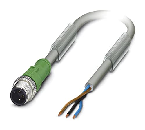 PHOENIX CONTACT SAC-3P-M12MS/5.0-800 Sensor/Aktor-Kabel, 5m Kabellänge, M12 Stecker Gerade, 3 Polig, Grau von PHOENIX CONTACT