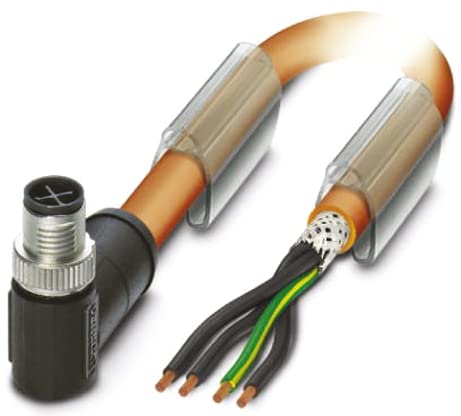 PHOENIX CONTACT SAC-4P-M12MRS/3.0-PUR PE SH Powerleitung, 4-Polig, 3m Kabellänge, für Wechselstrom bis 12A/690V, S Kodierung, Orange von PHOENIX CONTACT