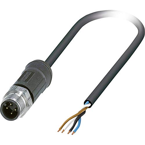 PHOENIX CONTACT SAC-4P-M12MS/2.0-28X OD Sensor/Aktor-Kabel, 4 Polig, M12 Stecker Gerade, A Kodierung, 2m Kabellänge, Schwarzgrau von PHOENIX CONTACT