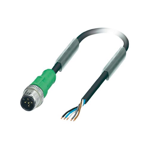 PHOENIX CONTACT SAC-5P-M12MS/3.0-PUR Sensor/Aktor-Kabel, 5 Polig, PUR Halogenfrei, Stecker Gerade M12, Freies Leitungsende, 3m Kabellänge, Schwarz/Grau von PHOENIX CONTACT