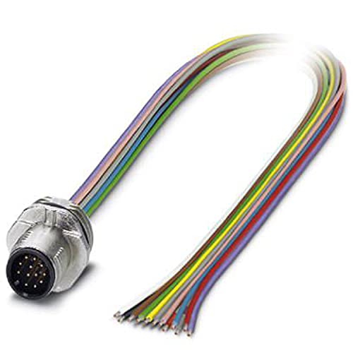 PHOENIX CONTACT SACC-E-M12MS-12CON-M16/0.5 VA Sensor/Aktor-Einbaustecker, 12 Polig, M12-SPEEDCON, Vorderwand/Schraubmontage mit M16-Gewinde, 0.5 m PVC-Litze, 12 x 0.14 mm² von PHOENIX CONTACT