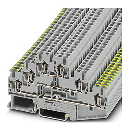 PHOENIX CONTACT ST 2,5-PE/L/L Zugfeder-Schutzleiterklemme, 2,5 mm² Nennquerschnitt, 6 Anschlüsse, Grau, 50 Stück von Phoenix
