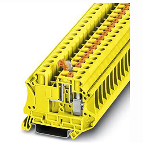 PHOENIX CONTACT UT 6-MT P/P YE Messerklemmenblock mit Prüfschrauben zum Einsetzen von Prüfstopfen, Schraubanschluss, 2 Anzahl Anschlüsse, AWG 24 - 8, 6mm² Nennquerschnitt, Gelb, 50 Stück von PHOENIX CONTACT