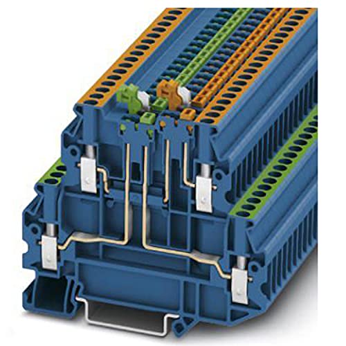 PHOENIX CONTACT UTT 2,5-2MT-P/P BU Messerklemmenblock mit Testschrauben zum Einsetzen der Teststecker Abklemmen, 4 Anzahl der Anschlüsse, AWG 26 - 12, 2.5mm² Nennquerschnitt, Blau, 50 Stück von PHOENIX CONTACT