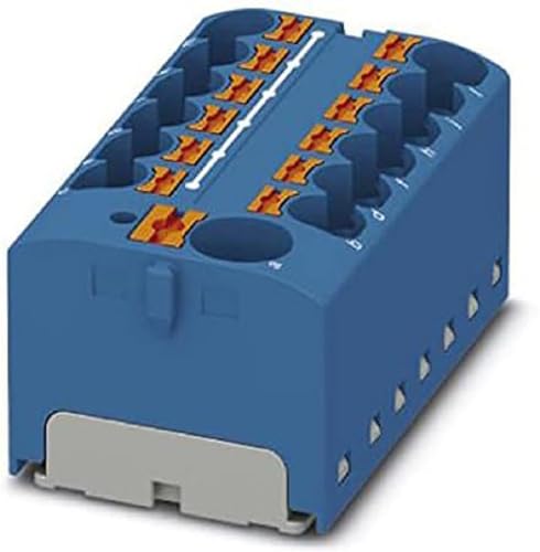 Phoenix Contact CONTACT PTFIX 10/12X4 BU Verteilerblock, 450 V, 32 A, Anzahl der Anschlüsse 13, Querschnitt 0,2 mm² - 6 mm², AWG 24 - 10, Breite 46,3 mm, Höhe 21,7 mm, Blau, 8 Stüc, 8 Stück von PHOENIX CONTACT