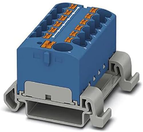 Phoenix Contact CONTACT PTFIX 10/12X4-NS35A BU Verteilerblock, 800 V, 32 A, Anzahl der Anschlüsse 13, Querschnitt 0,2 mm² - 6 mm², AWG 24 - 10, Breite 46,3 mm, Blau, 8 Stück von PHOENIX CONTACT