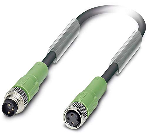 Phoenix Contact CONTACT SAC-3P-M 8MS/10.0-PUR/M 8FS Sensor/Aktor-Kabel, 3-Polig, M8 Stecker Gerade, M8 Buchse Gerade, 10m Kabellänge, Schwarz/Grau von PHOENIX CONTACT