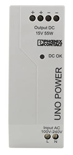 Phoenix Contact UNO-PS/1AC/15DC/ 55W -Phasen Getaktet DIN-Schienen Netzteil 55W, 85 → 264V ac, 15V dc / 3.7A von PHOENIX CONTACT