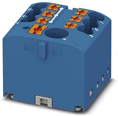 Phoenix Safe PTFIX 6/6X2,5 BU Verteilerblock, Grundklemme mit Einspeisung, 450 V, 24 A, Anzahl der Anschlüsse 7, Querschnitt 0,14 mm²-4 mm², AWG: 26-12, Breite 25,6 mm, Höhe 21,7 mm, Blau, 10 Stück von PHOENIX CONTACT
