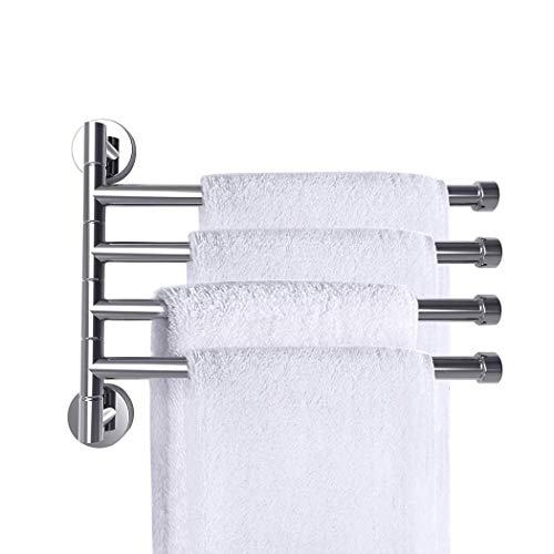 PHOEWON Drehung Handtuchhalter mit 4 Schwing Armen 180°Edelstahl Handtuchstangen bad Handtuchhaken Chrom, Schwenkbar von PHOEWON