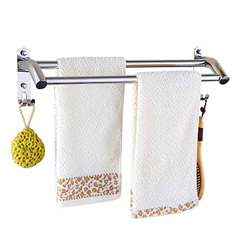 PHOEWON Handtuchhalter Chrom Handtuchstangen Edelstahl mit Haken Multifunktion Handtuchstange Bad für Badezimmer Küchen Toilette 49 cm von PHOEWON