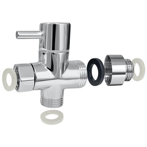 PHOEWON Umschaltventil Dusche 3 Wege Umschaltventil Brause G 1/2" Massives Messing Dusche Adapter für Küche, Badezimmer, Chrom von PHOEWON