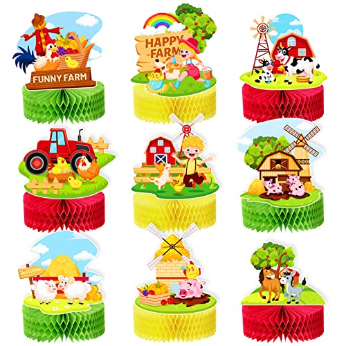 Farm Animals Honeycomb Tafelaufsätze Barnyard Farm Themed Barn Party Supplies Tischdekorationen von 3D Farm Animals Cake Balls Table Toppers 9 PCS von PHOGARY