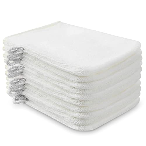 PHOGARY 10er Pack Waschhandschuhe, Frottee, Mikrofaser Waschlappen, 15 x 21 cm, Saugfähig, in weiß von PHOGARY