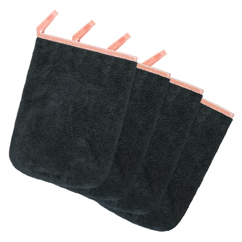 PHOGARY 4er-Set Waschhandschuhe Waschlappen 16x23cm, Korallenfleece Microfaser Waschhandschuh, Weich Waschlappen für Gesicht Körper, Schwarz PHOGARY 4er-Set Waschhandschuhe Waschlappen 16x23cm, Korallenfleece Microfaser Waschhandschuh, Weich Waschlappen für Gesicht Körper, Schwarz von PHOGARY