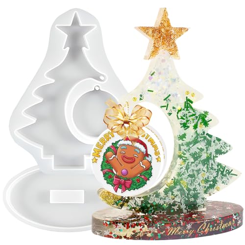 PHOGARY Silikonformen Epoxidharz Formen Gießformen Weihnachten, Weihnachtsbaum Resin Gießform Silikon, Foto Harz Gießen Set Formen Epoxid Harz Silikonform Weihnachten Schmuck Epoxidharz Form Christmas von PHOGARY