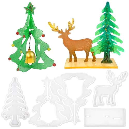 PHOGARY Silikonformen Gießformen Weihnachten, Epoxidharz Formen mit Sockel Silikon Gießform für 3D Weihnachts Baum Elch Glocke Resin Formen DIY Handwerk Dekoration PHOGARY Silikonformen Gießformen Weihnachten, Epoxidharz Formen mit Sockel Silikon Gießform für 3D Weihnachts Baum Elch Glocke Resin Formen DIY Handwerk Dekoration von PHOGARY