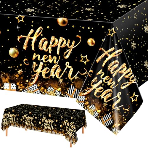 PHOGARY Silvester Deko 2025 Silvester Tischdecke, Neujahr Silvesterdeko für Happy New Year 2025 Tischdekorationen, Silvester Tischdeko, Deko Schwarz Gold-Tischdecken, New Years Eve Decoration PHOGARY Silvester Deko 2025 Silvester Tischdecke, Neujahr Silvesterdeko für Happy New Year 2025 Tischdekorationen, Silvester Tischdeko, Deko Schwarz Gold-Tischdecken, New Years Eve Decoration von PHOGARY