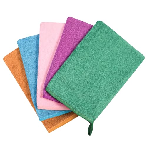 PHOGARY Waschlappen-Set 5 kleinen Handtüchern für Gesicht Körper, 21×15cm Super Saugfähig & Leicht Weiche Gesichtswaschhandschuhe aus Mikrofaser, kleine Hand-Gästehandtücher(5 Farben) von PHOGARY