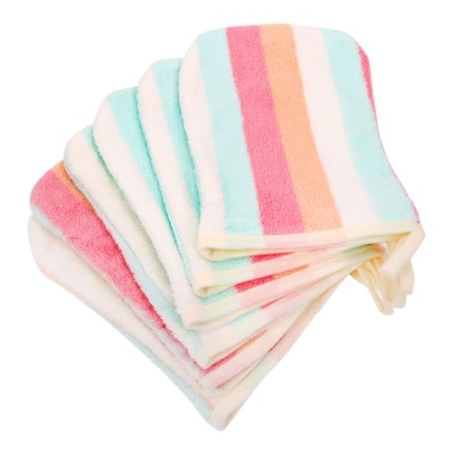 PHOGARY Waschlappen Set 6 für Gesichts & Körperhandtücher, Kinder Weiche Waschlappen, Regenbogenstreifen Korallenfleece Waschhandschuhe, 21×15cm von PHOGARY