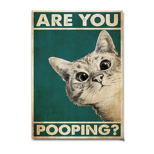 Bilder Toilette Katze Bild Poster Are You Pooping, Paintings On Canvas Lustiger Spruch Funny Cat Picture Wall Art Poster & Print Badezimmer Wc Toilette Gästebad Gäste-Klo Deko (Size : 30 * 40cm) von PHONME