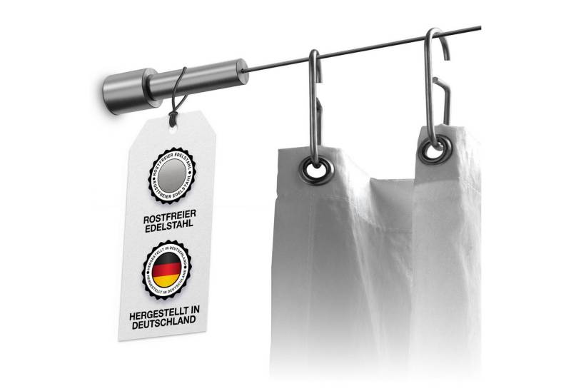 PHOS Design Duschvorhang-Seilsystem Seilspanngarnitur für das Badezimmer, Verdeckte Wandmontage, Edelstahl von PHOS Design