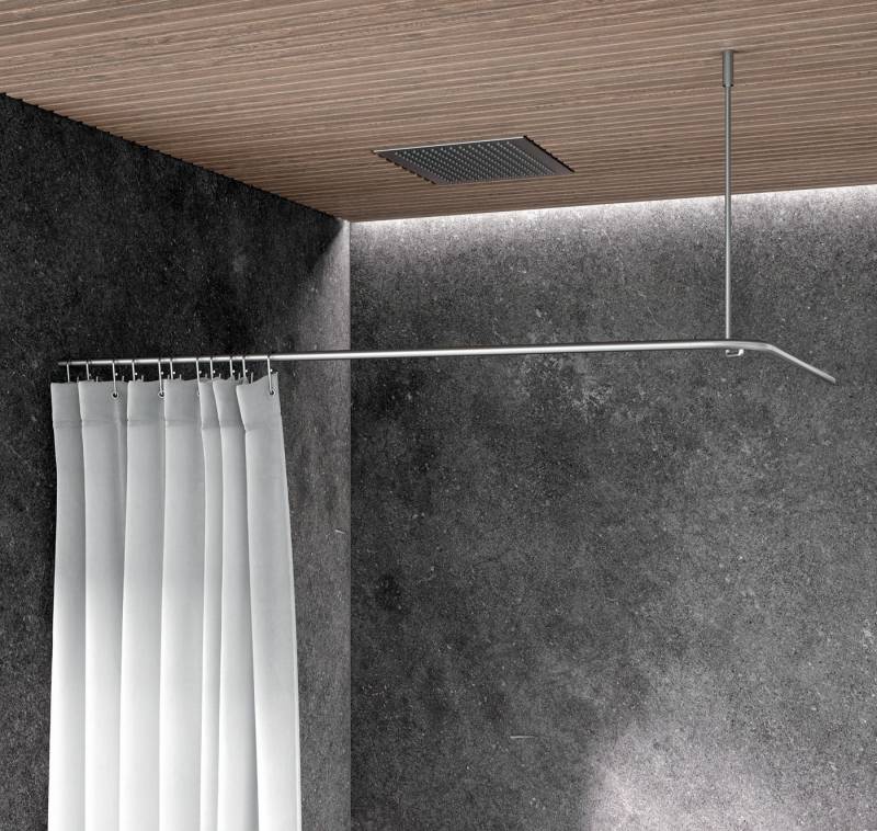 PHOS Design Duschvorhangstange L-Form DSE, Verschraubung, Edelstahl von PHOS Design