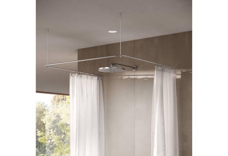 PHOS Design Duschvorhangstange DSU U-Form quadratisch, Verschraubung, Edelstahl von PHOS Design