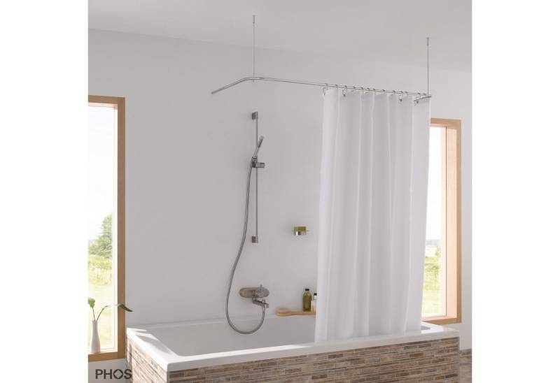 PHOS Design Duschvorhangstange U-Form Badewanne, Verschraubt, Edelstahl von PHOS Design