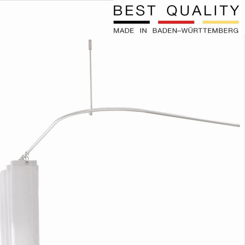 PHOS Design Duschvorhangstange Viertelkreis, gebogen im Radius 50 cm, Edelstahl massiv, Ø 12 mm, verschraubt von PHOS Design