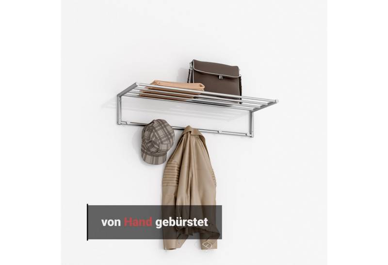 PHOS Design Wandgarderobe Edelstahl, 4 Kleiderstangen inkl. 5 Kleiderhaken von PHOS Design