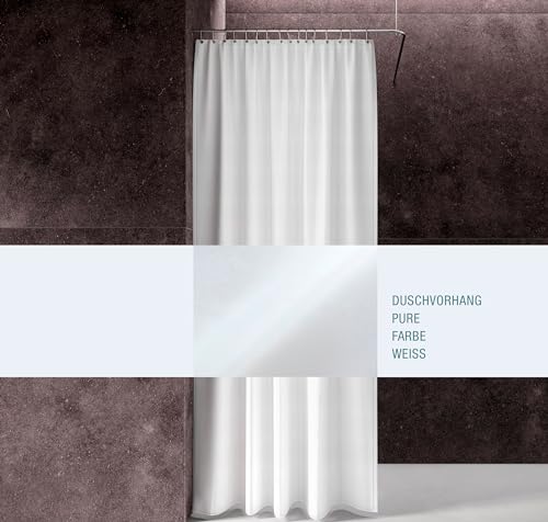 PHOS Duschvorhang 200×180 cm – Textilvorhang aus hochwertigem Polyester – schimmelresistent, antistatisch, mit Edelstahlösen – waschbar – handgefertigt in Deutschland von LUIZ von PHOS Edelstahl Design
