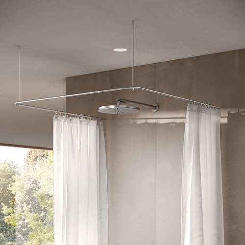 Duschvorhangstange U-Form 120 x 120 x 120 cm verschraubt, Duschvorhanghalterung – PHOS Design von PHOS Edelstahl Design