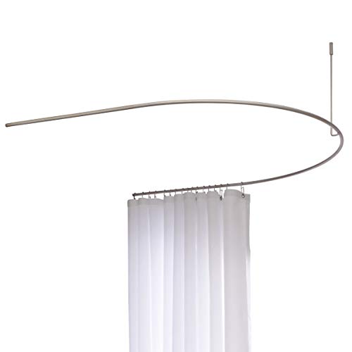 Duschvorhangstange Halbkreis, Edelstahl, 100 x 80 cm halbrund gebogen, inkl. Deckenabhängung, Duschstange - PHOS Design von PHOS Edelstahl Design