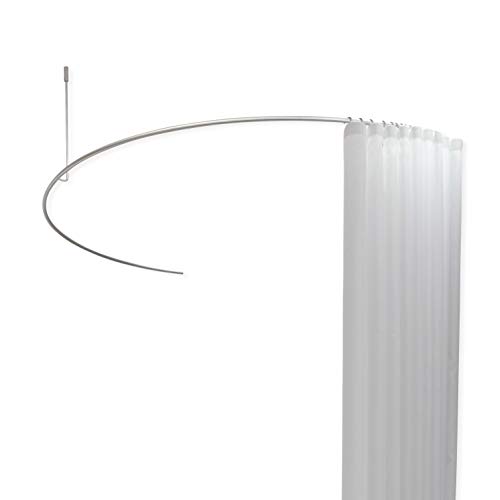 PHOS Design, DR700HD, Halbkreis Duschstange 140 cm, gebogene U-Form für Badewannen, Deckenhalterung, Edelstahl matt Silber von PHOS Edelstahl Design
