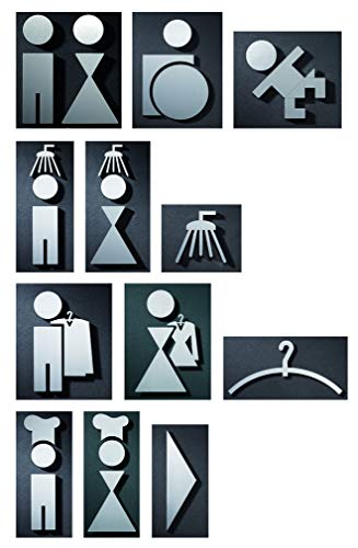 PHOS Design, P0501, WC Türschild Rollstuhl-Fahrer mit Design-Award, Höhe 11 cm, Edelstahl matt, selbstklebend, Toiletten Piktogramm zum Kleben, immer gut sichtbar, Behinderten Toilettenschild von PHOS Edelstahl Design