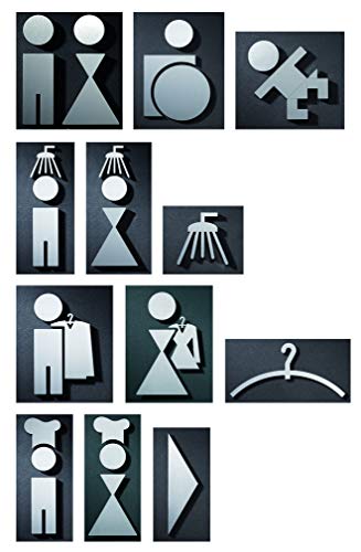 WC Türschild Rollstuhl-Fahrer mit Design-Award, Höhe 11 cm, Edelstahl matt, selbstklebend, Toiletten Piktogramm zum Kleben, immer gut sichtbar, Behinderten Toilettenschild - PHOS Design von PHOS Edelstahl Design