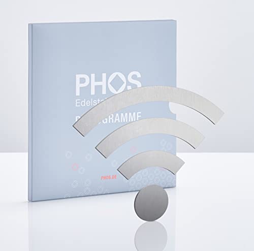PHOS Design, P4101, Piktogramm WLAN Symbol, 11,2 x 9,1 cm, Edelstahl gebürstet, selbstklebend, Internet-Zugang, WLAN Bereich, WIFI von PHOS Edelstahl Design