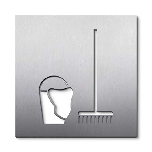 Piktogrammschild Putzraum, 16 x 16 cm, Edelstahl gebürstet, selbstklebend, Symbol Abstellkammer Abstellraum, 100% Made in Germany - PHOS Design von PHOS Edelstahl Design