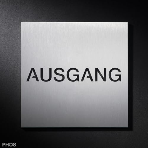 Schild AUSGANG Edelstahl gebürstet, Piktogrammschild zur Beschriftung - PHOS Design von PHOS Edelstahl Design