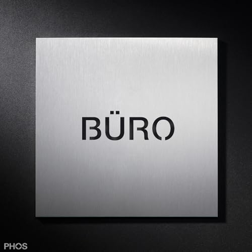 Schild BÜRO Edelstahl gebürstet, Piktogrammschild zur Beschriftung - PHOS Design von PHOS Edelstahl Design